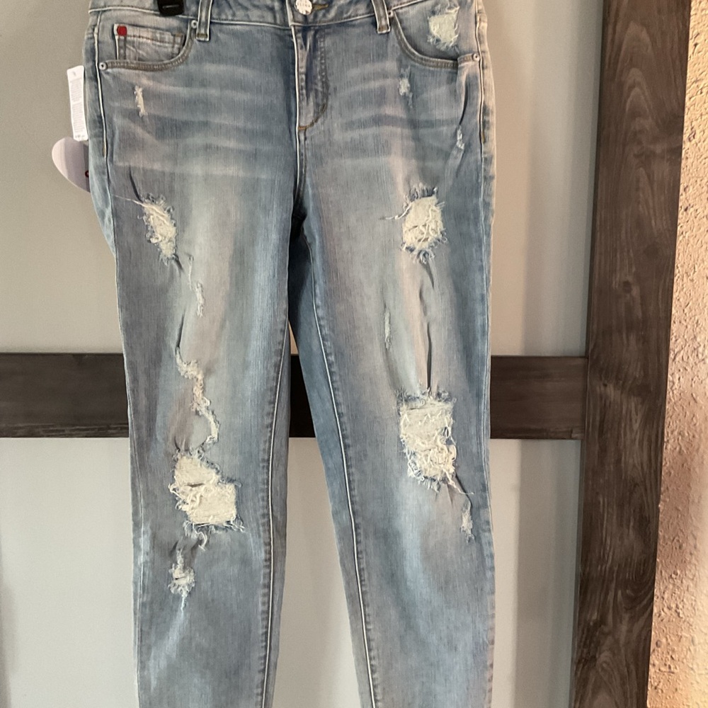 NWT- Slinky curvy distressed ankle jeans